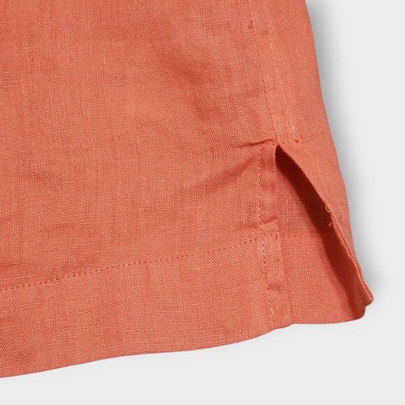 Coldwater Creek Linen Boxy Button Up Camp Shirt Coral Size Small Petite Casual - Picture 12 of 13